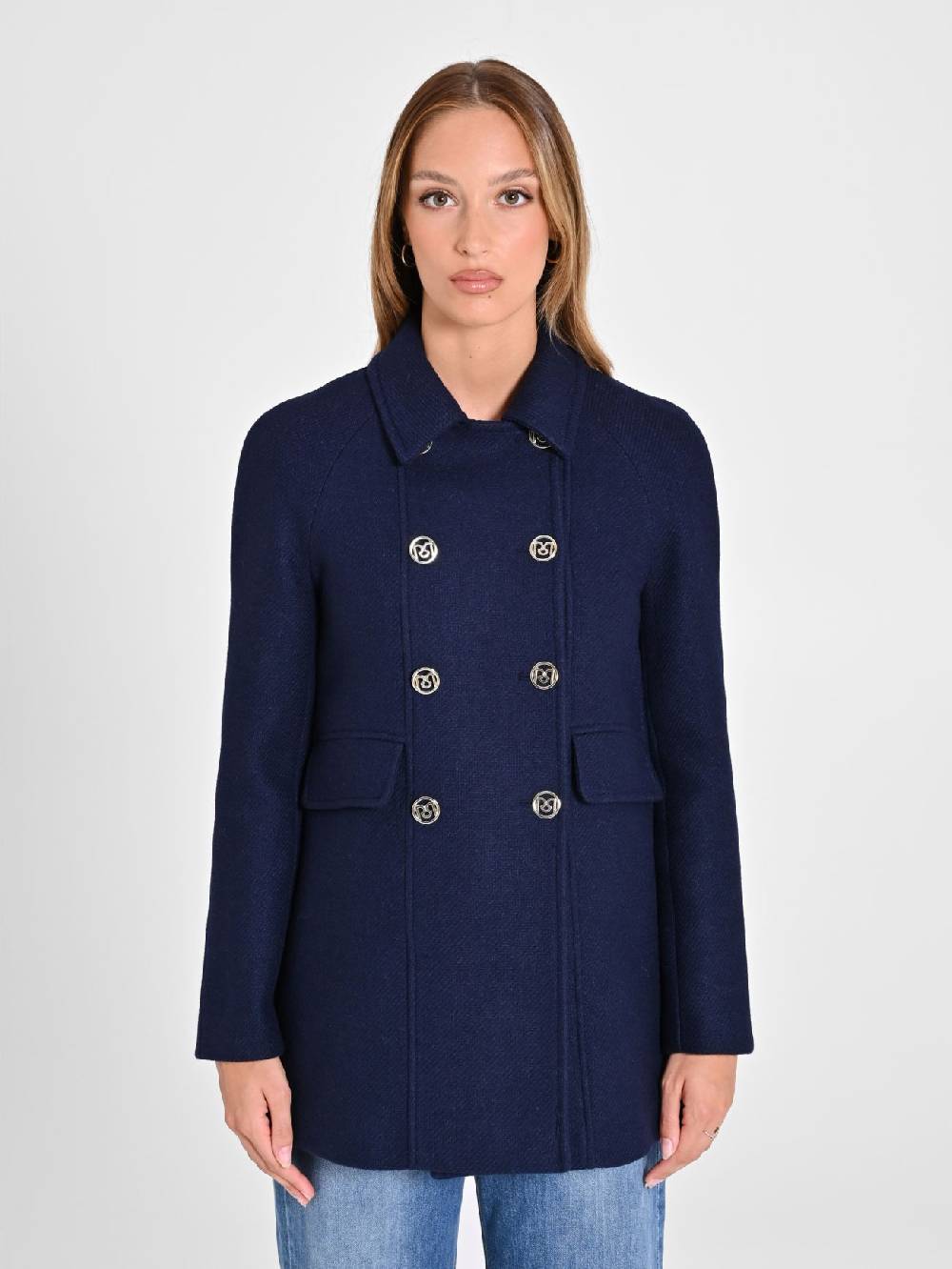 Rinascimento Cappotto Doppiopetto Blu Trasporto libero internazionale