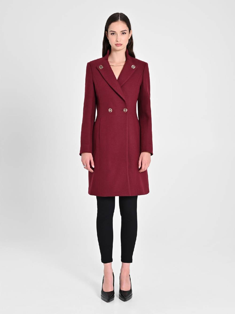 Rinascimento Cappotto Bordeaux con Collo in Piedi Officina