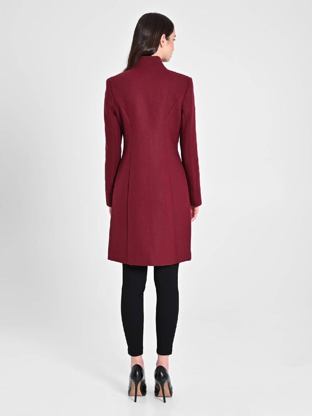 Rinascimento Cappotto Bordeaux con Collo in Piedi Officina