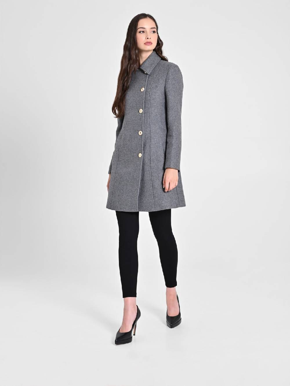 Rinascimento Cappotto Grigio con Bottoni Dorati Black Friday Prezzi