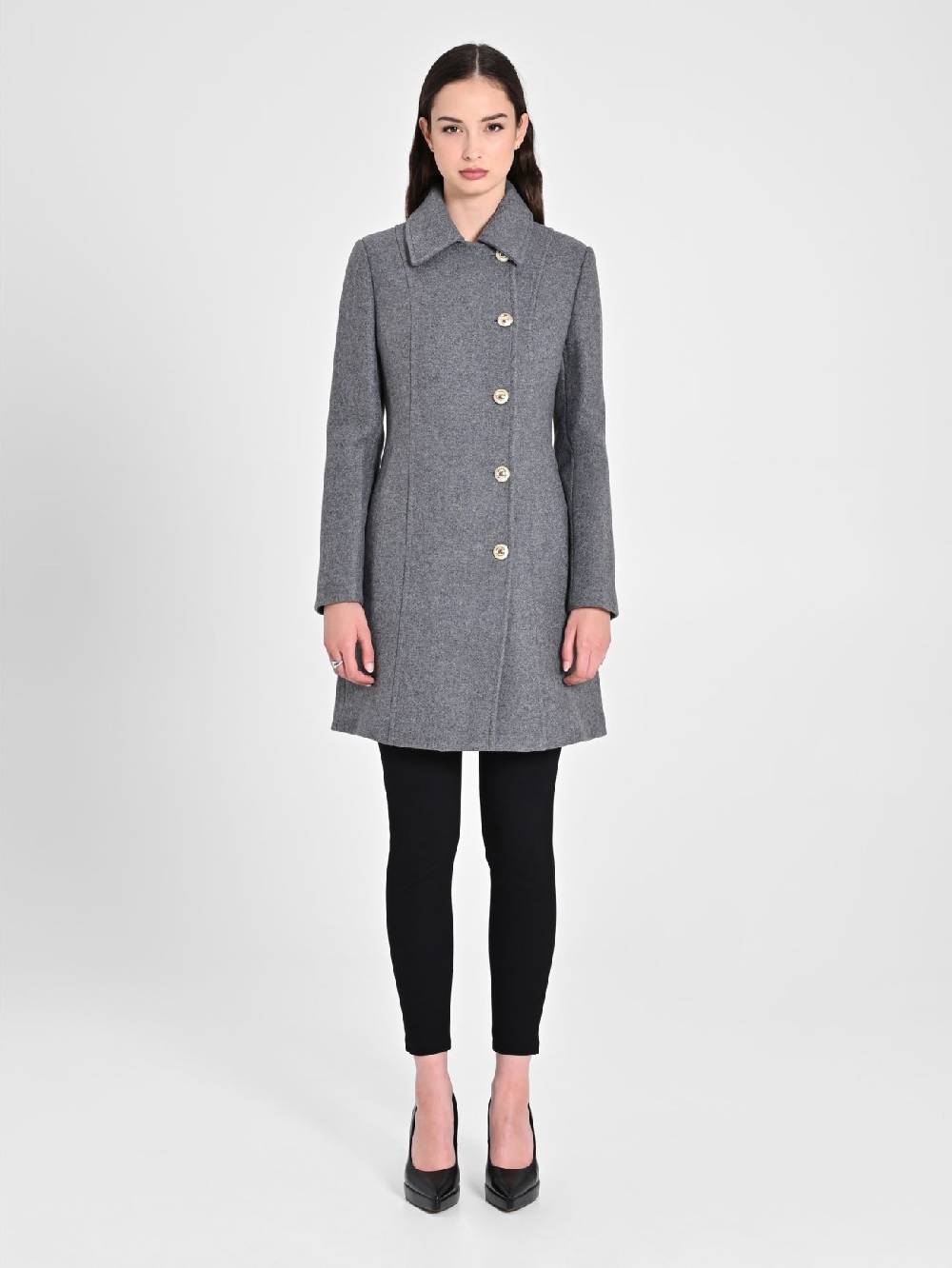 Rinascimento Cappotto Grigio con Bottoni Dorati Black Friday Prezzi