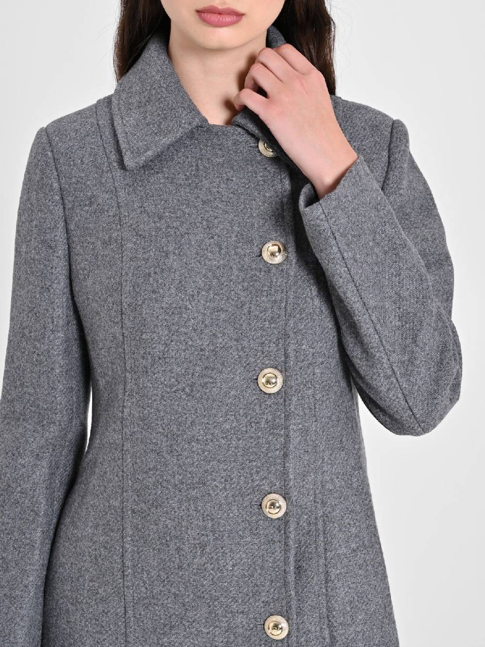 Rinascimento Cappotto Grigio con Bottoni Dorati Black Friday Prezzi