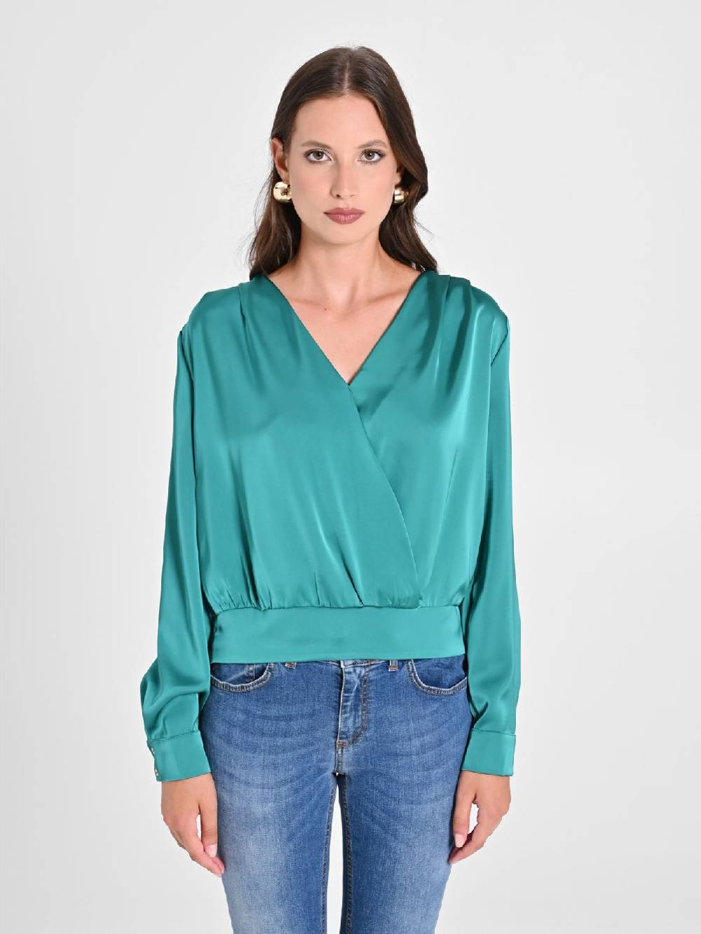 Rinascimento Blusa incrociata in Raso Qualità Garantita