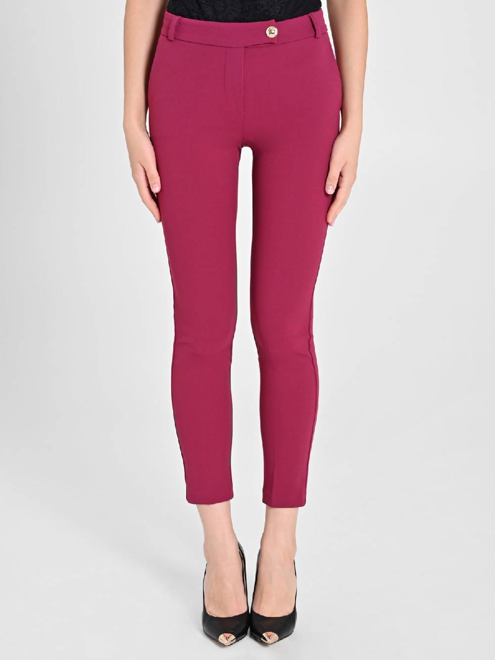 Rinascimento Pantaloni Straight in Scuba mano Crepe Bordeaux Negozi Online