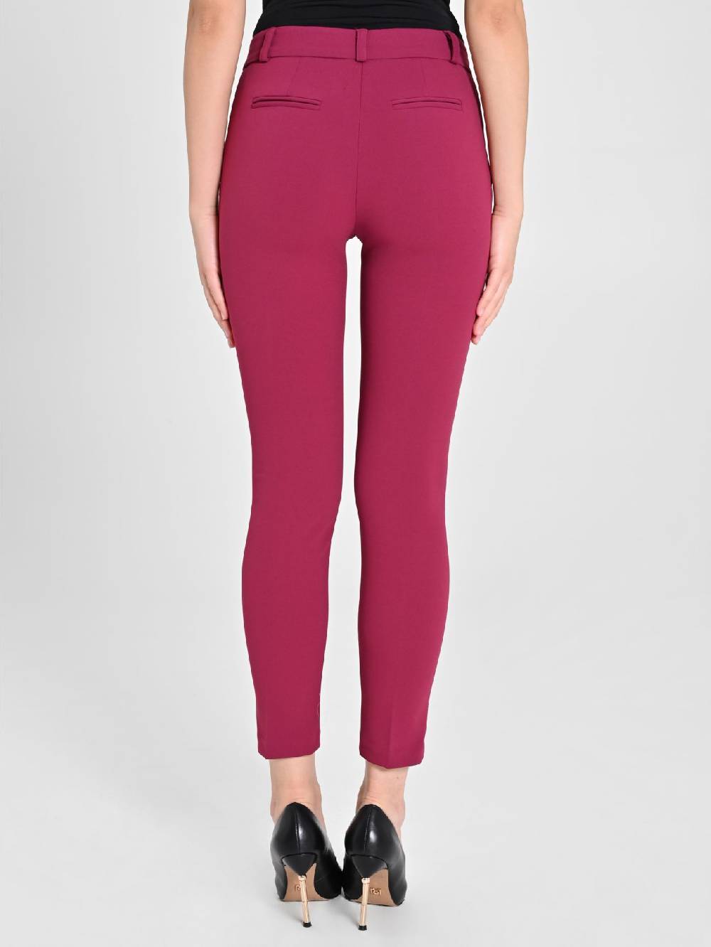 Rinascimento Pantaloni Straight in Scuba mano Crepe Bordeaux Negozi Online