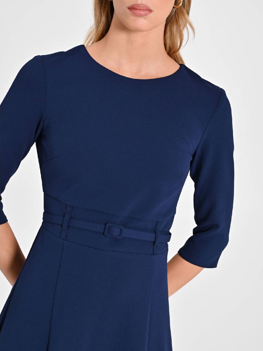 Rinascimento Abito Blu con Cintura Ricoperta Promozione Limitata