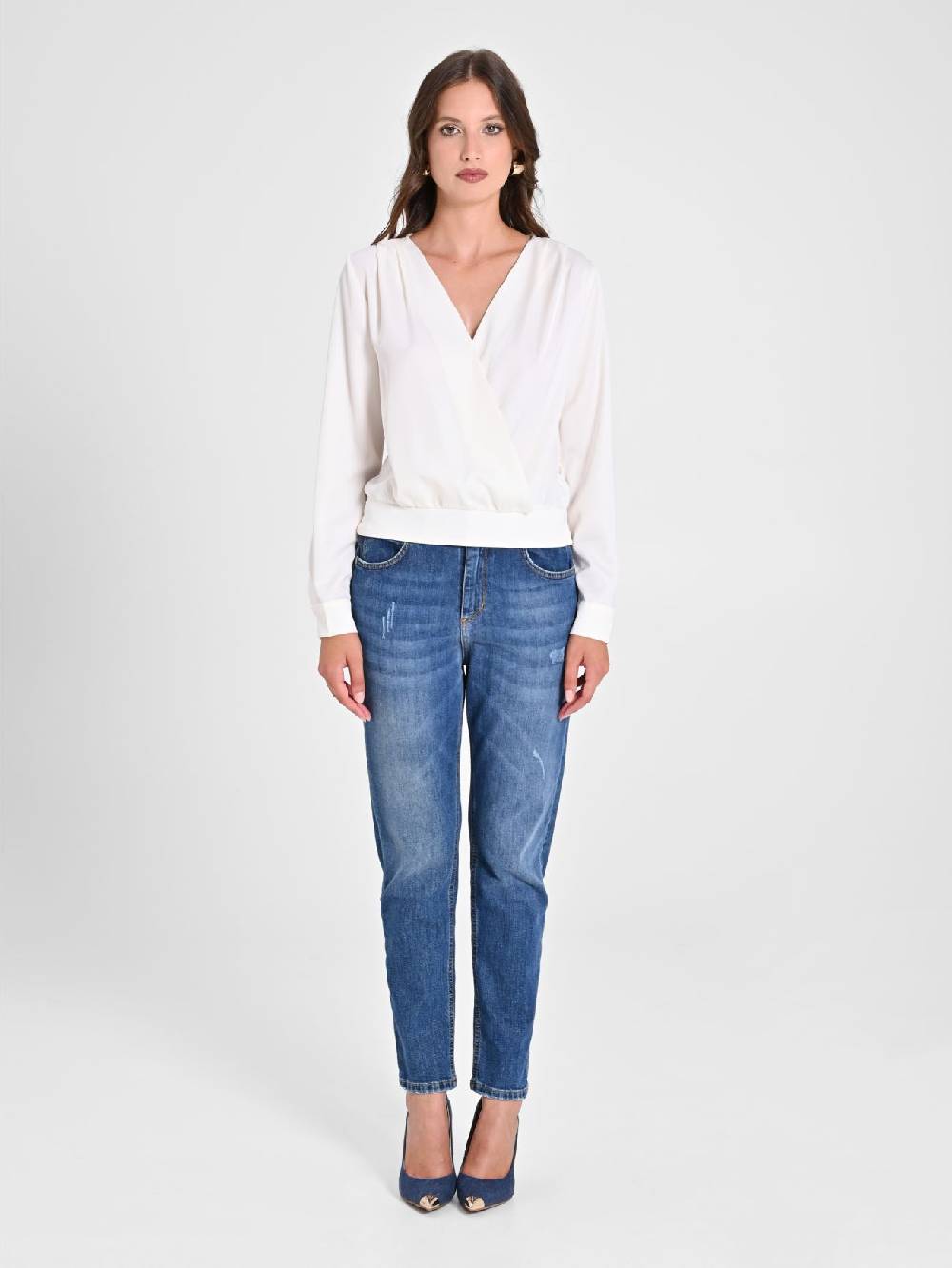 Rinascimento Blusa incrociata in Raso Shopping Online