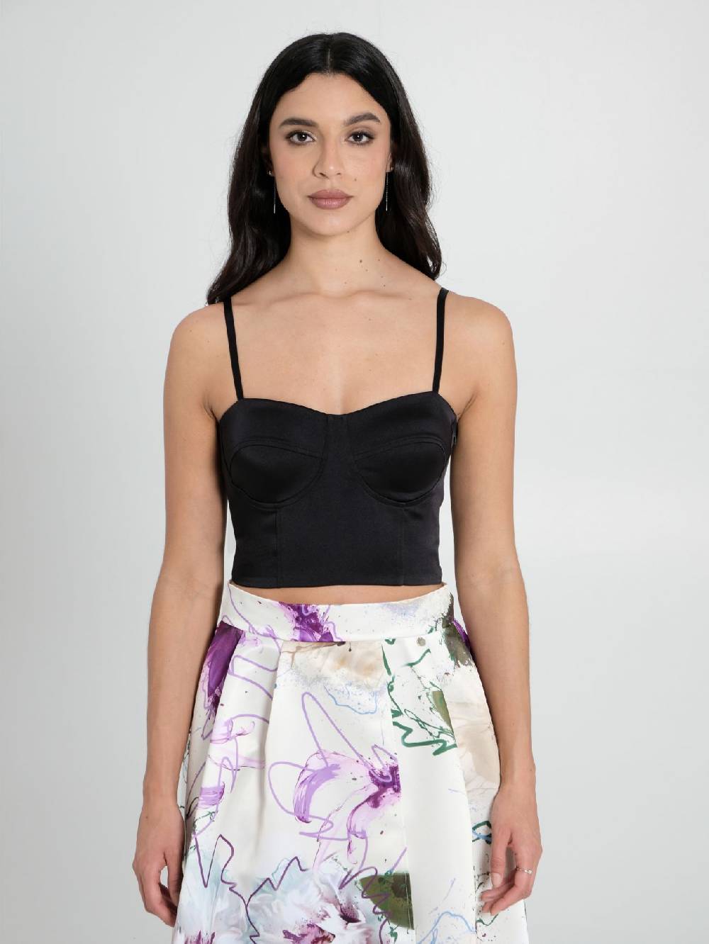 Rinascimento Top Bustier in Raso Strutturato Nero Convenienza