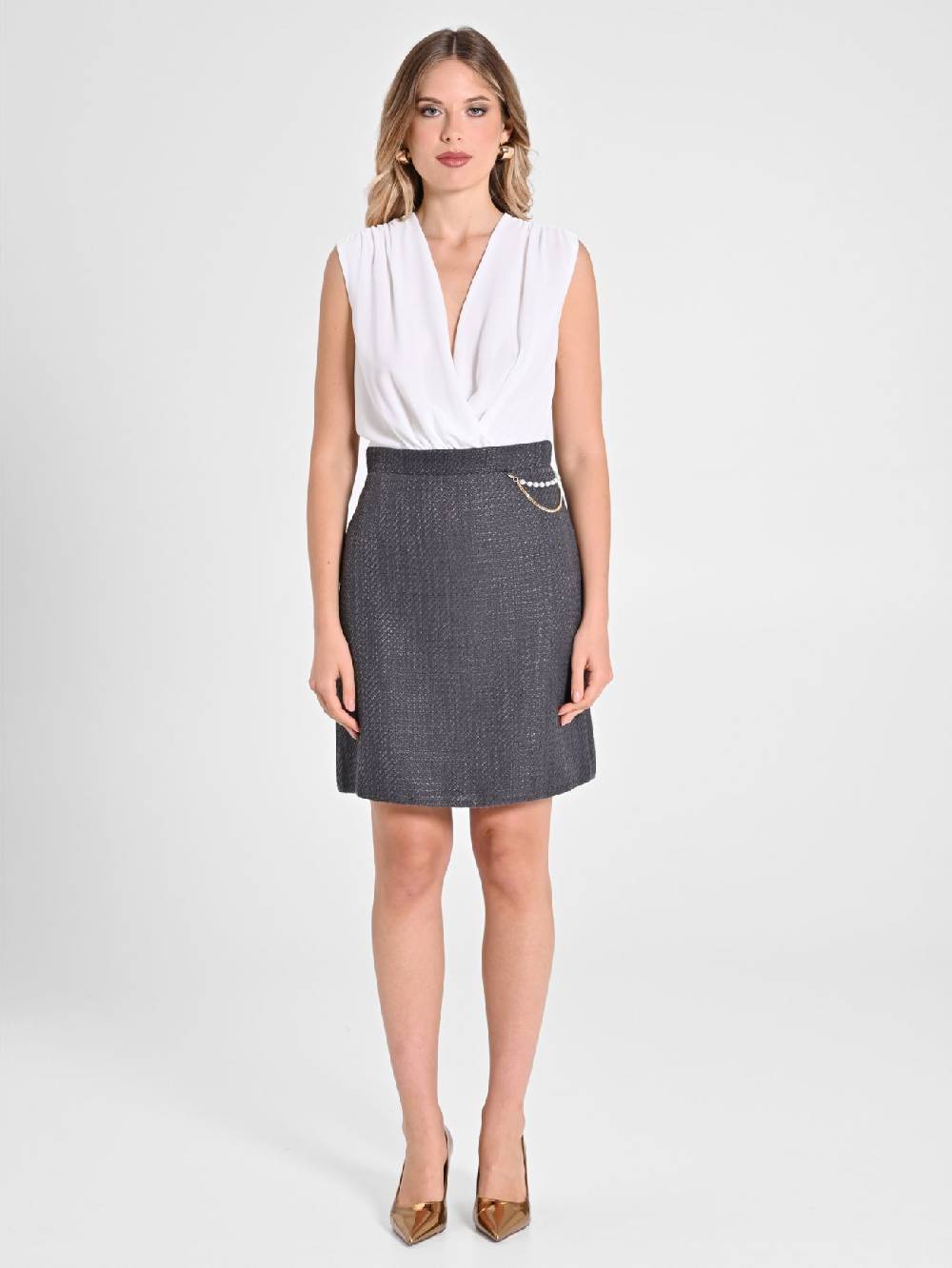 Rinascimento Tubino bicolore Tweed Vendite Flash