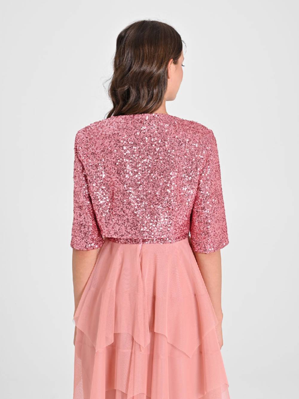 Rinascimento Coprispalle Aperto in Paillettes Rosa Offerta speciale della fabbrica