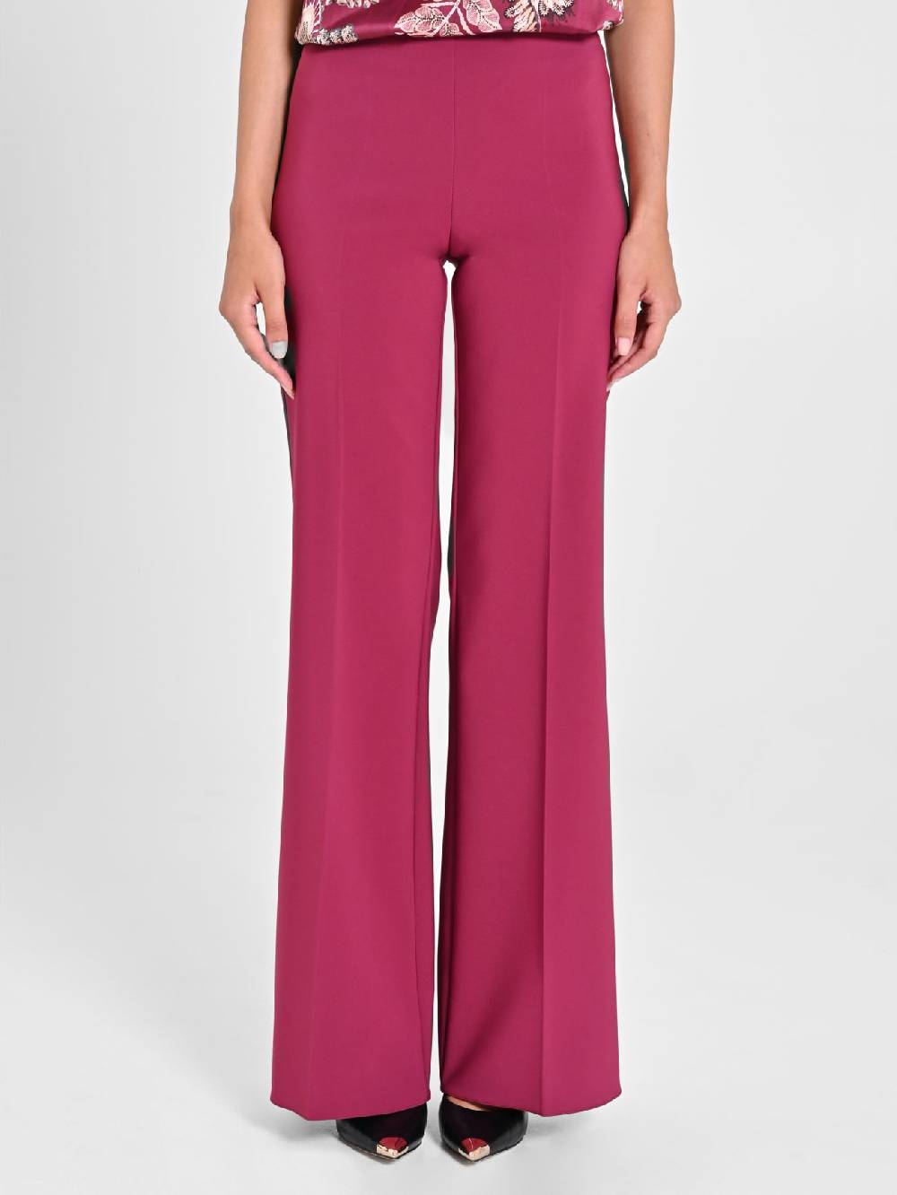 Rinascimento Pantaloni Palazzo in Tessuto Tecnico Bordeaux Donna Super sconto