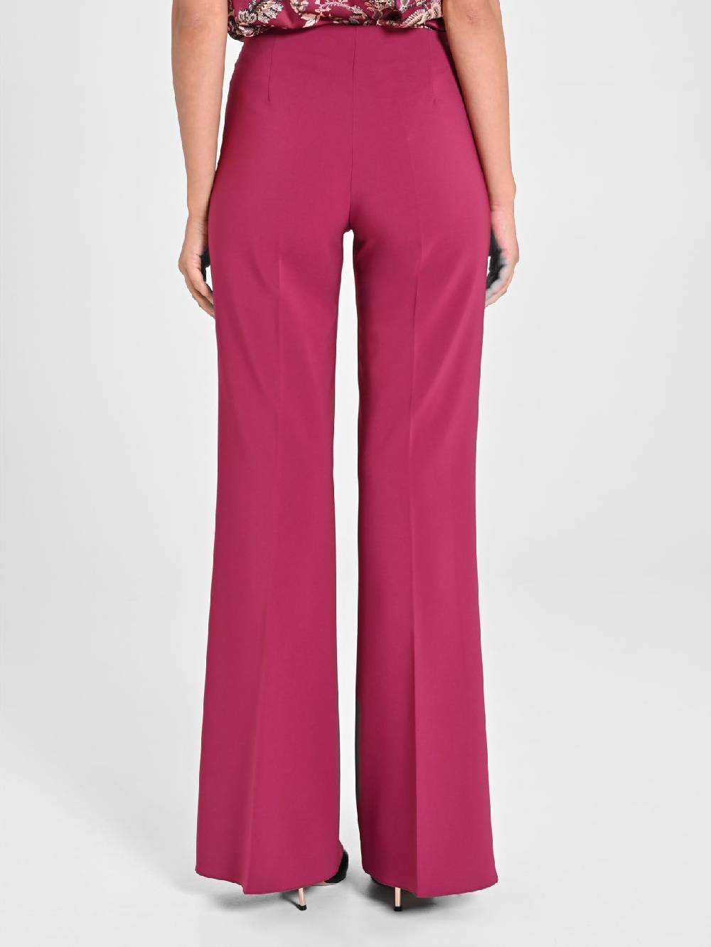 Rinascimento Pantaloni Palazzo in Tessuto Tecnico Bordeaux Donna Super sconto
