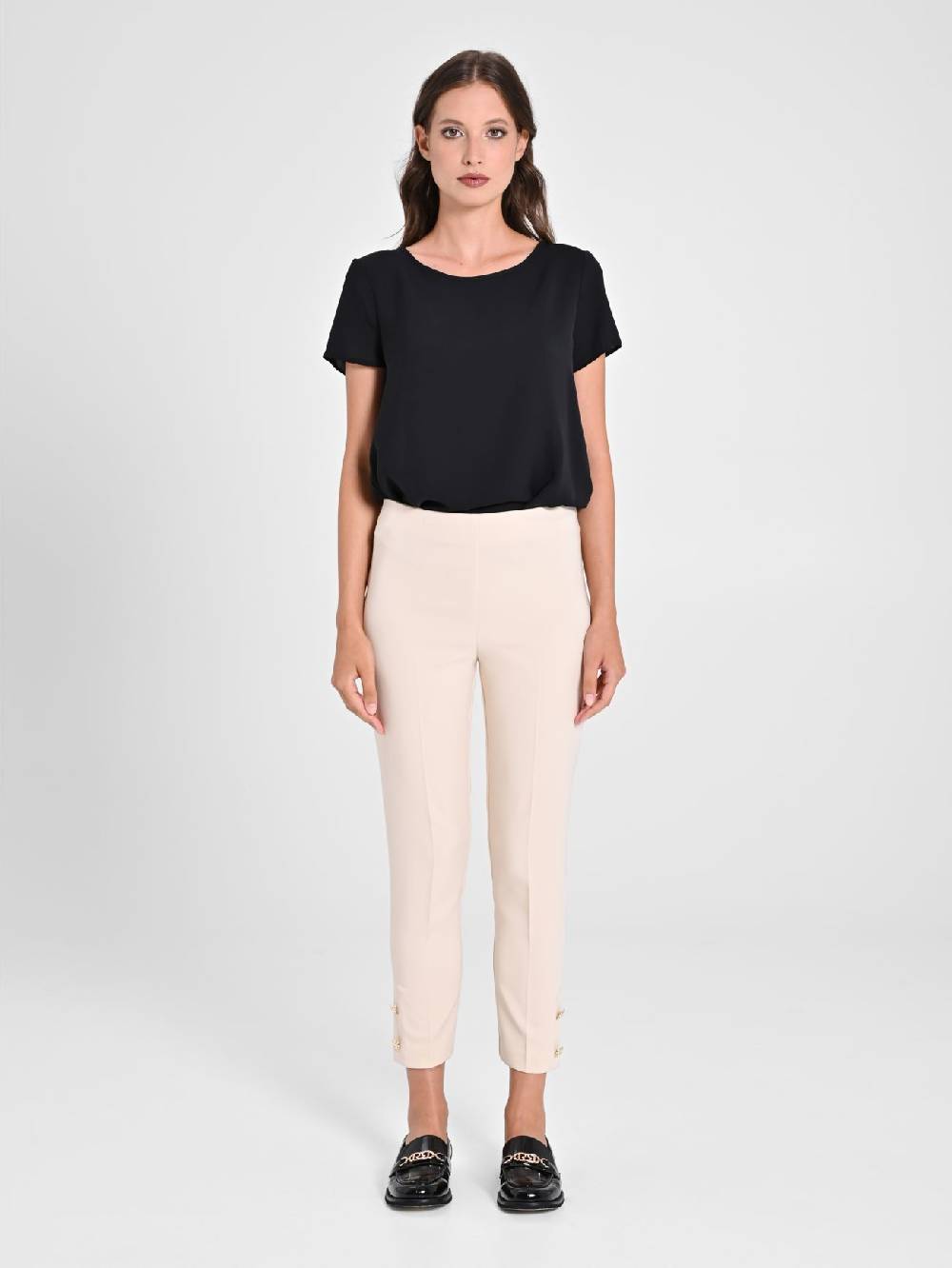 Rinascimento Pantaloni Slim in Tessuto Tecnico Beige Esporta salva