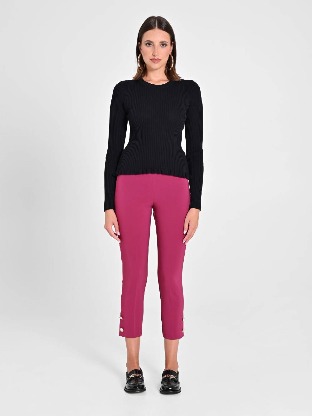 Rinascimento Pantaloni Slim in Tessuto Tecnico Bordeaux Black Friday Prezzi