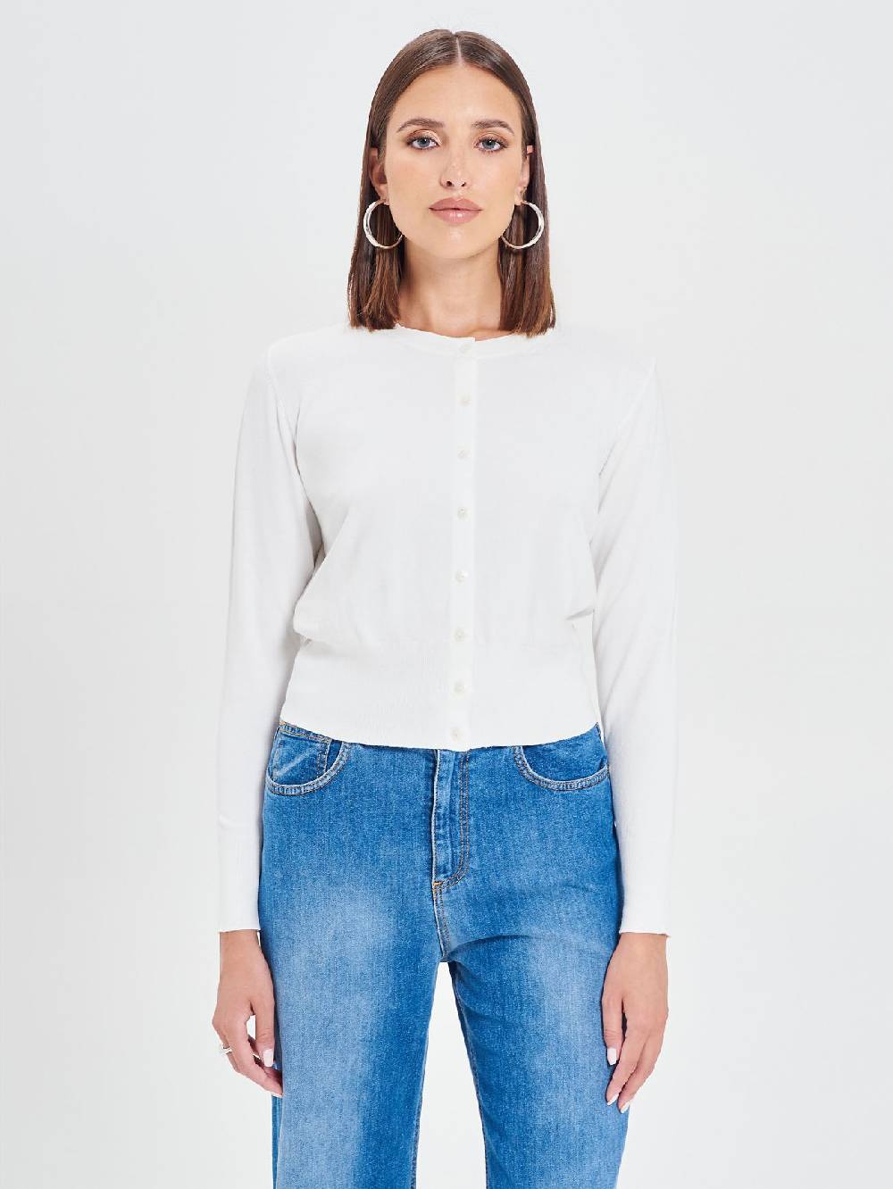 Rinascimento Cardigan Bianco in Maglia Eco Vero® Sconti questo mese