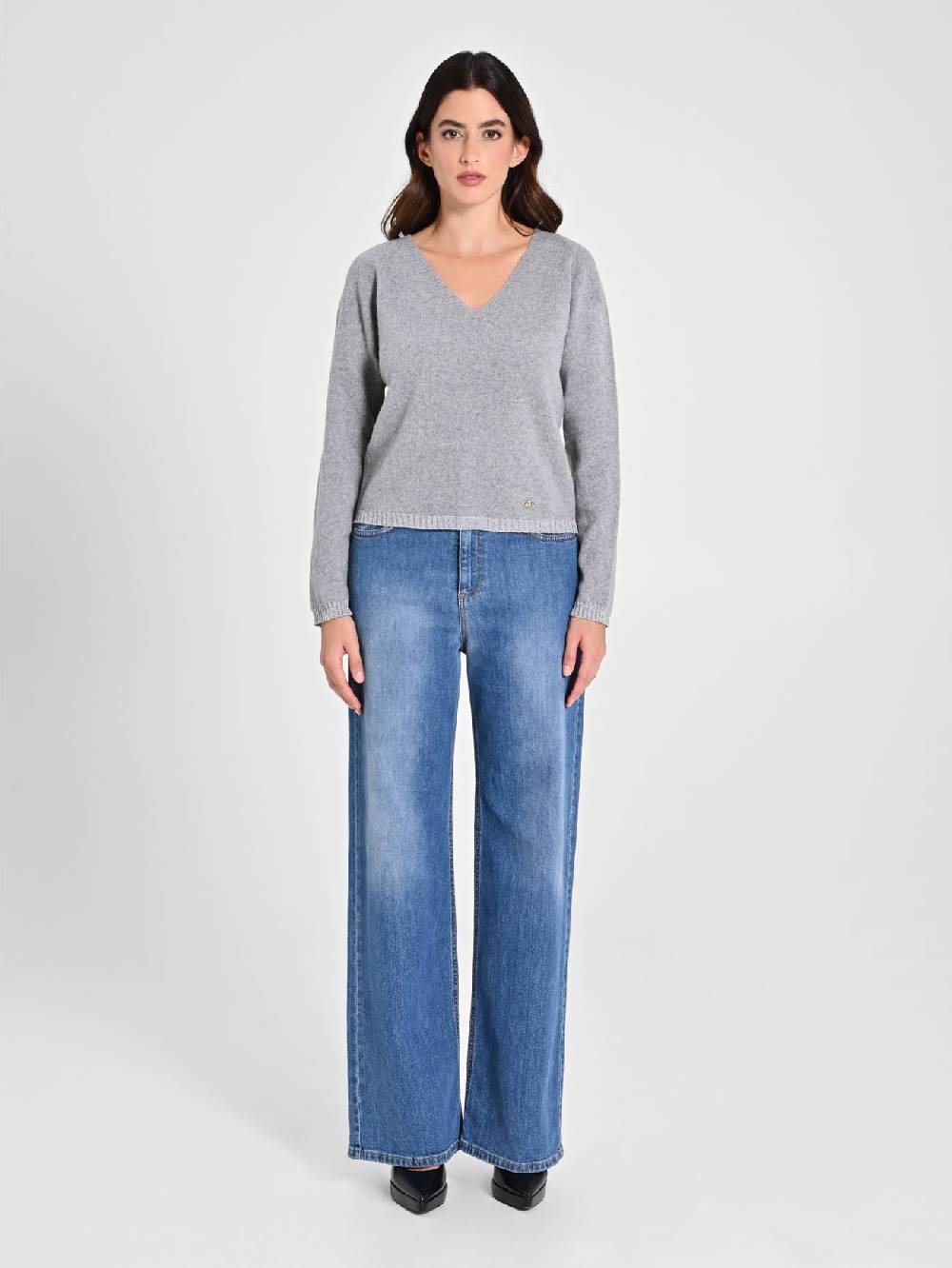 Rinascimento Maglione Lana Cashmere Grigio In Linea