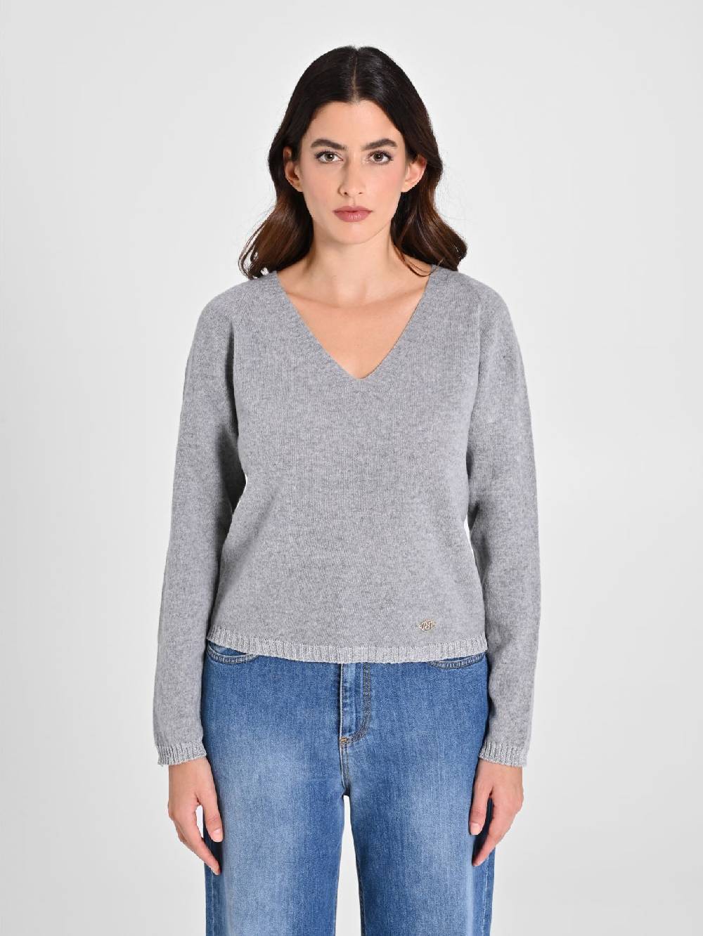 Rinascimento Maglione Lana Cashmere Grigio In Linea
