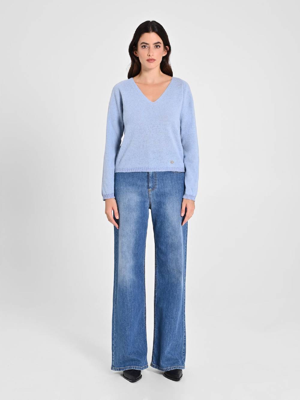 Rinascimento Maglione Lana Cashmere Azzurro Nuovo