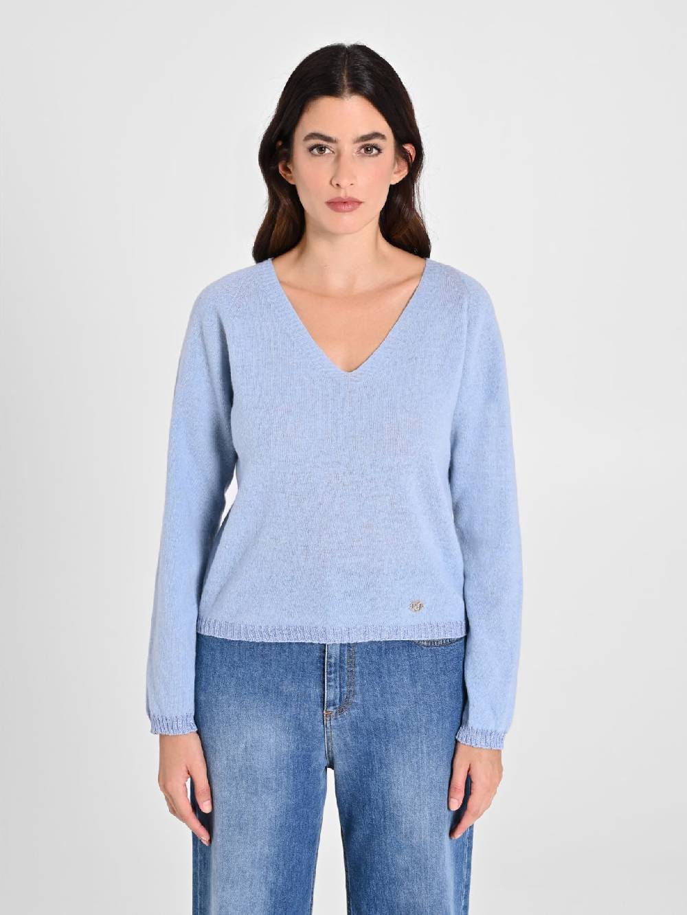 Rinascimento Maglione Lana Cashmere Azzurro Nuovo