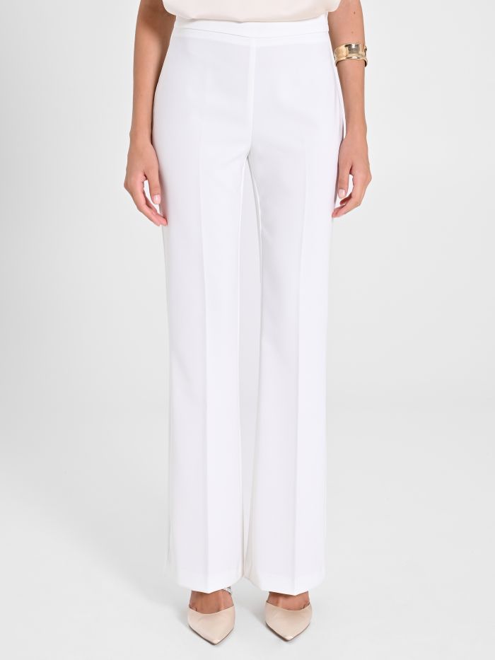 Rinascimento Pantaloni Mid Flared in Tessuto Tecnico Bianco Vendita Economica