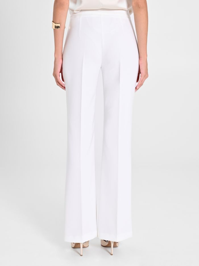 Rinascimento Pantaloni Mid Flared in Tessuto Tecnico Bianco Vendita Economica