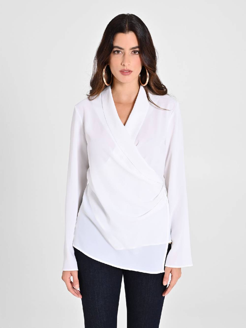 Rinascimento Blusa Bianca con Drappeggio Black Friday