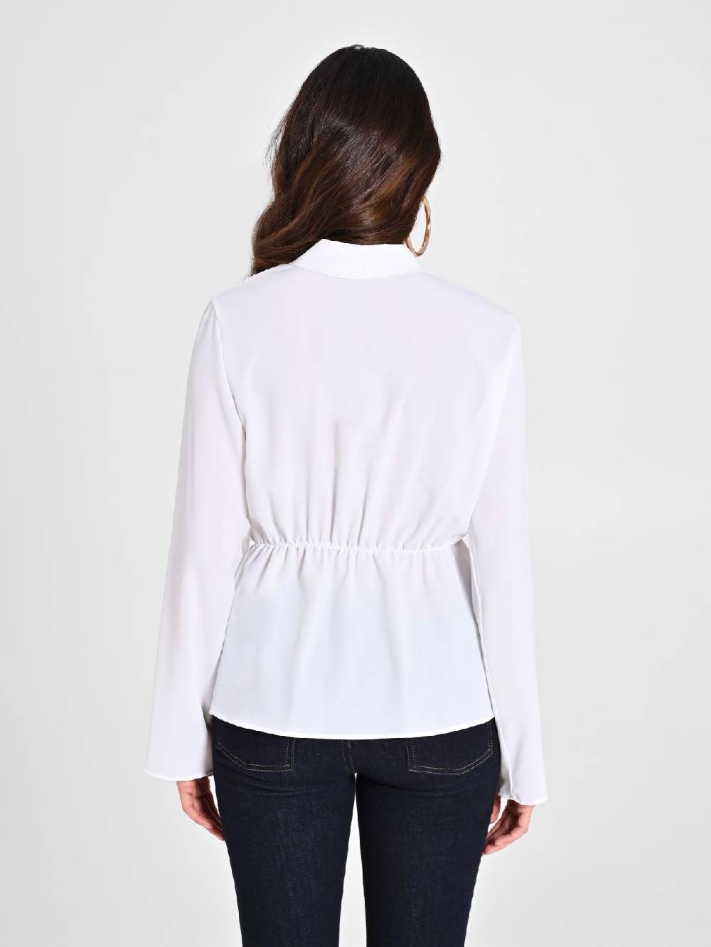 Rinascimento Blusa Bianca con Drappeggio Black Friday
