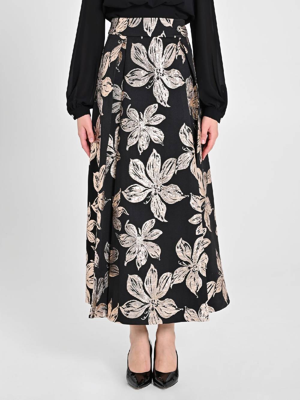 Rinascimento Gonna Fiori Dorati Jacquard Nuovi prodotti