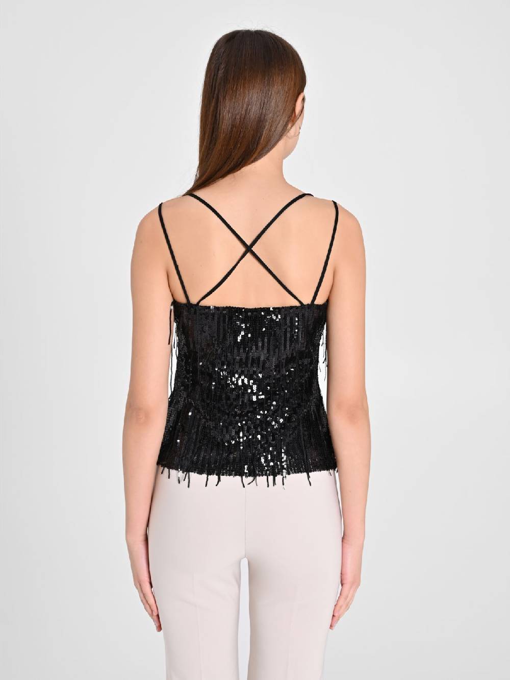 Rinascimento Top Paillettes Frange Liquidazione