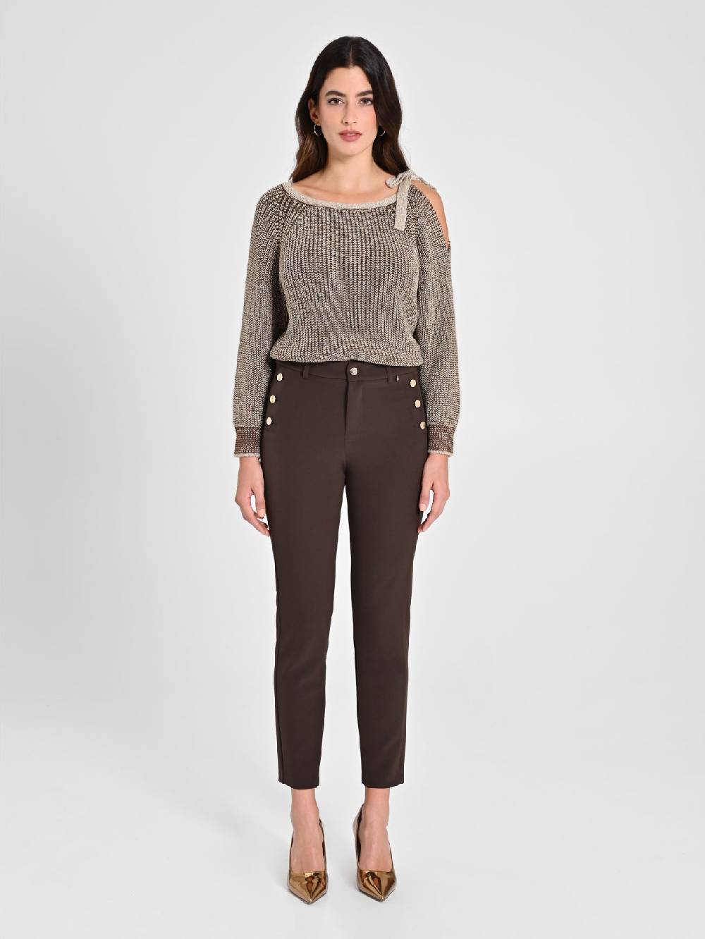 Rinascimento Pantaloni Skinny Marroni Ritorno libero