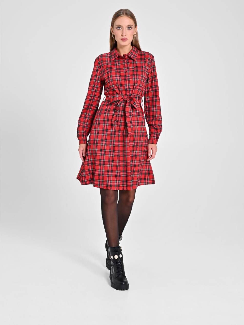 Rinascimento Chemisier in Tartan Sostegno trimestrale
