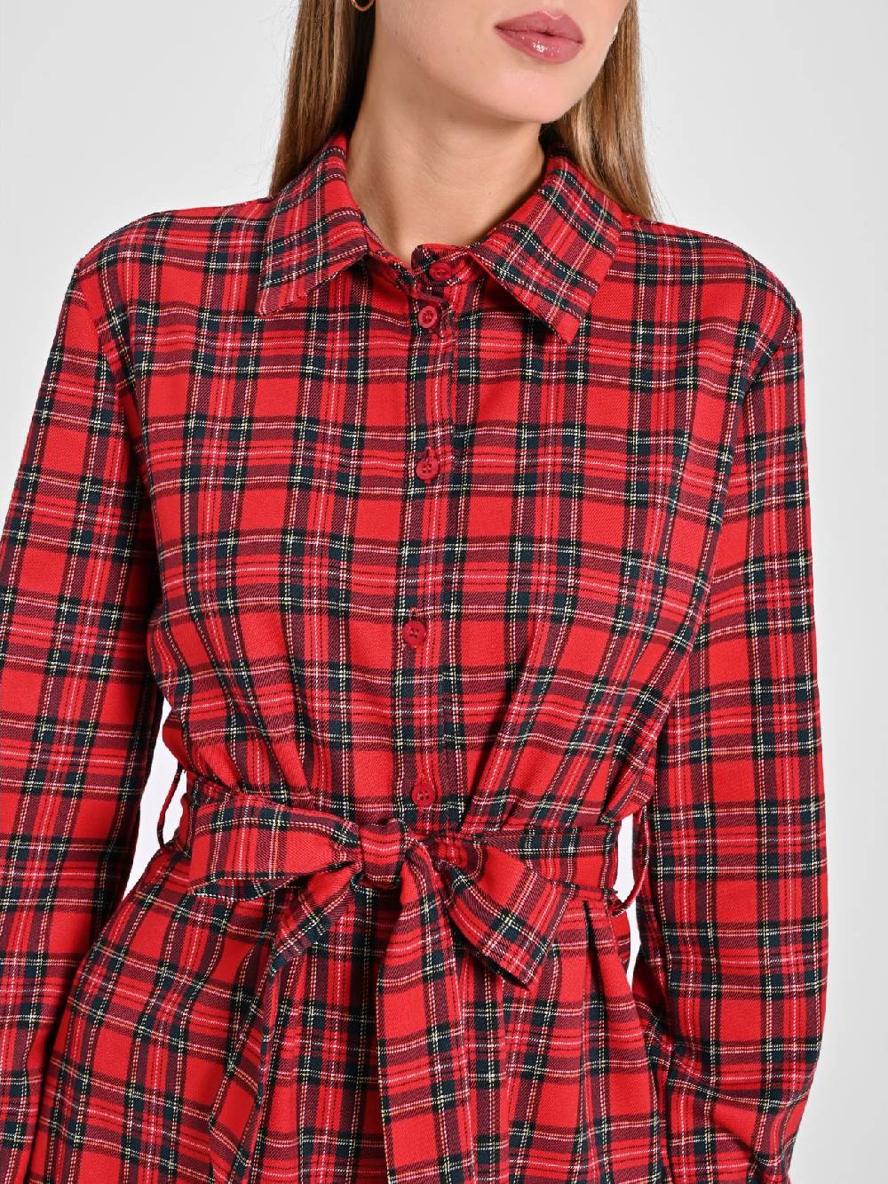 Rinascimento Chemisier in Tartan Sostegno trimestrale