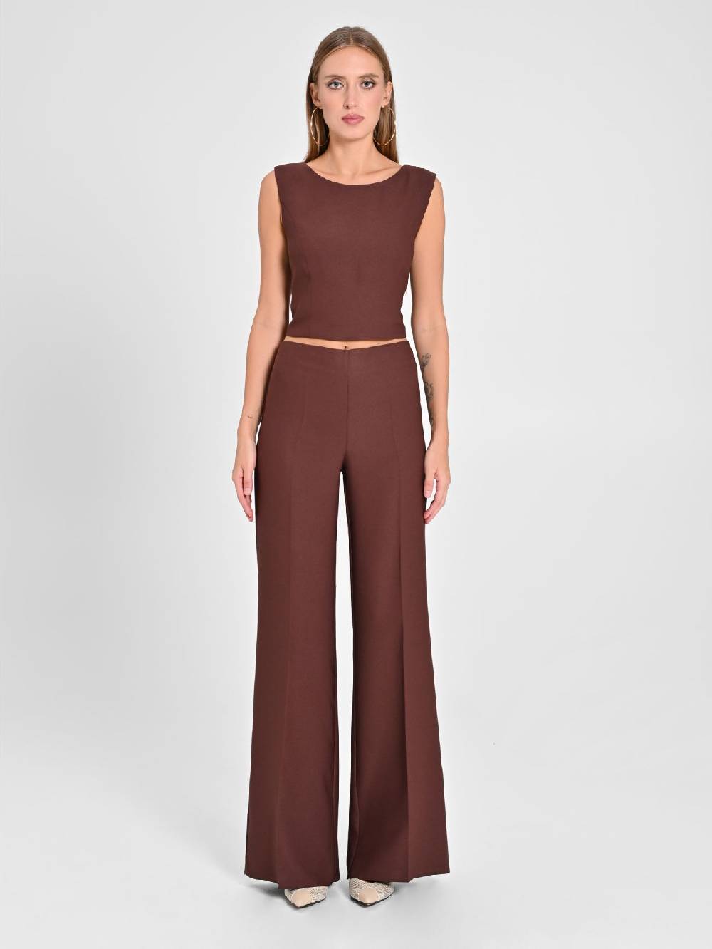 Rinascimento Pantaloni in Envers Satin Marrone Officina