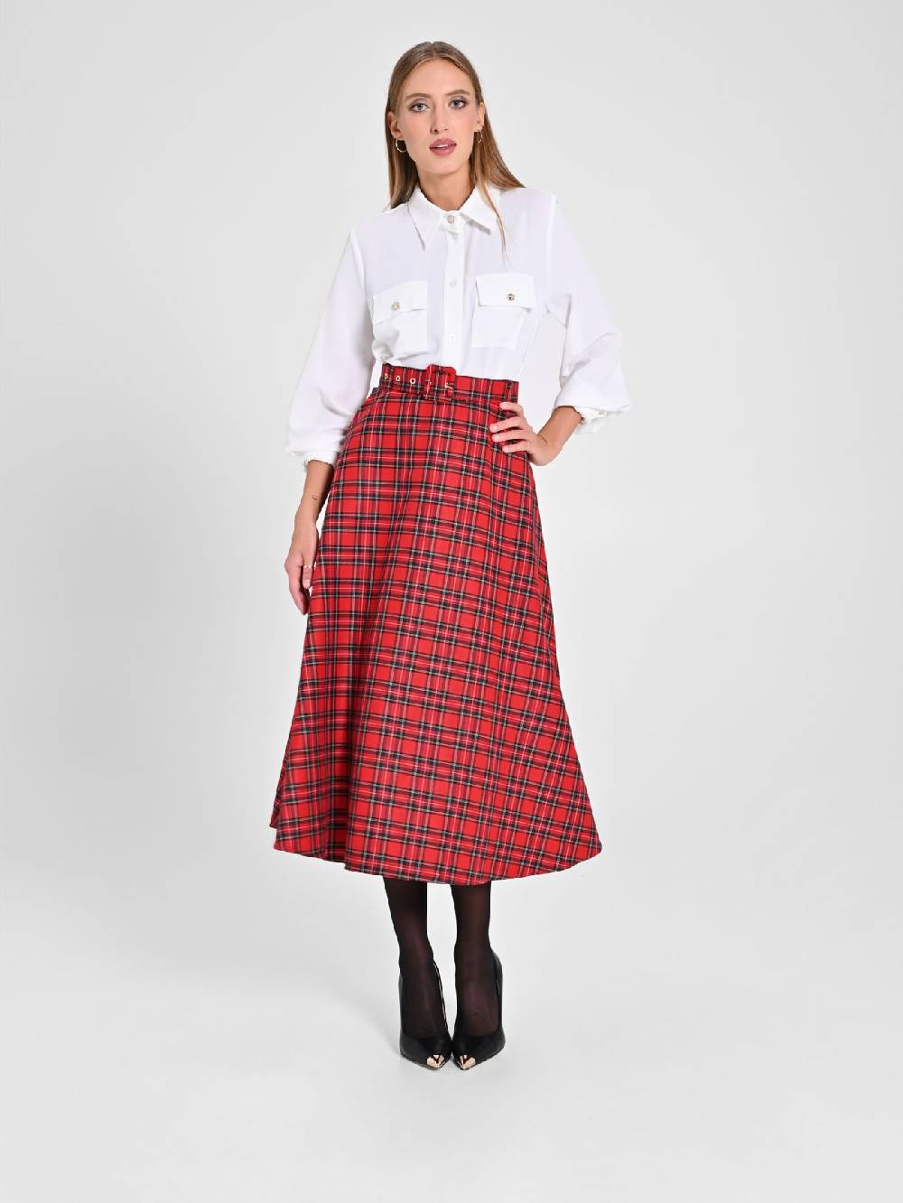 Rinascimento Gonna Midi in Tartan 50% di sconto per tempo limitato