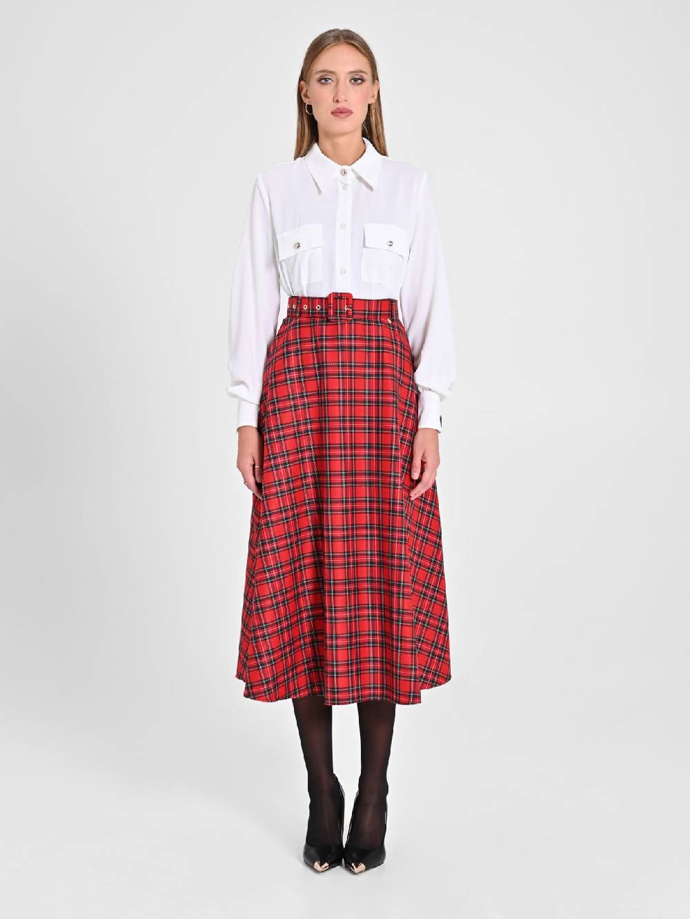 Rinascimento Gonna Midi in Tartan 50% di sconto per tempo limitato