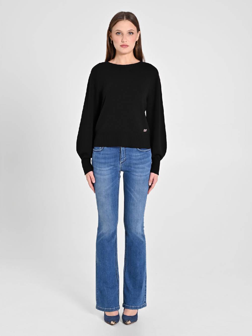 Rinascimento Maglioncino Lana Merino Extrafine Nero Promozione