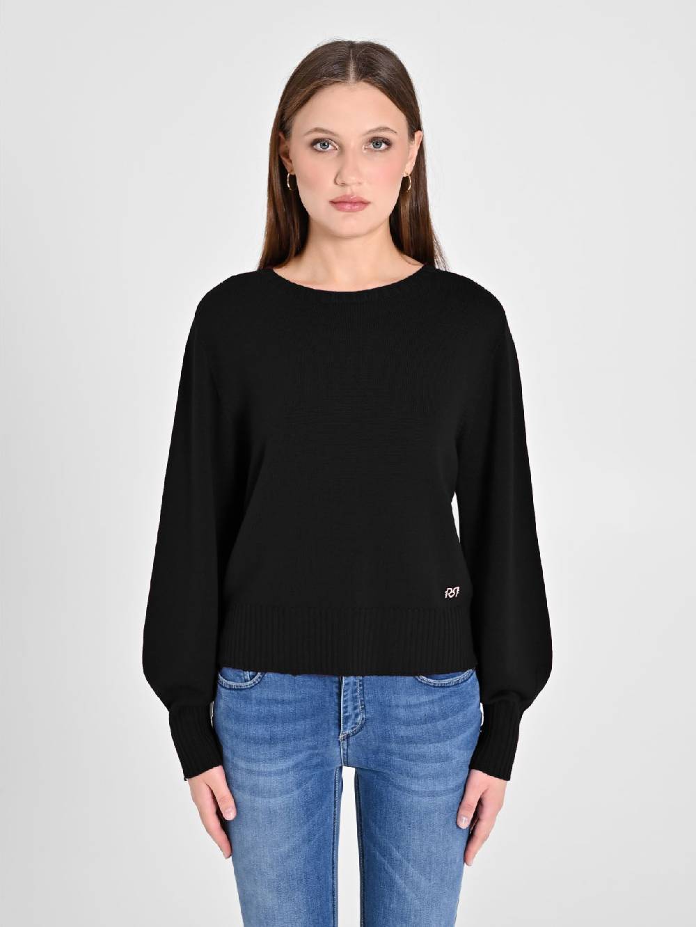 Rinascimento Maglioncino Lana Merino Extrafine Nero Promozione