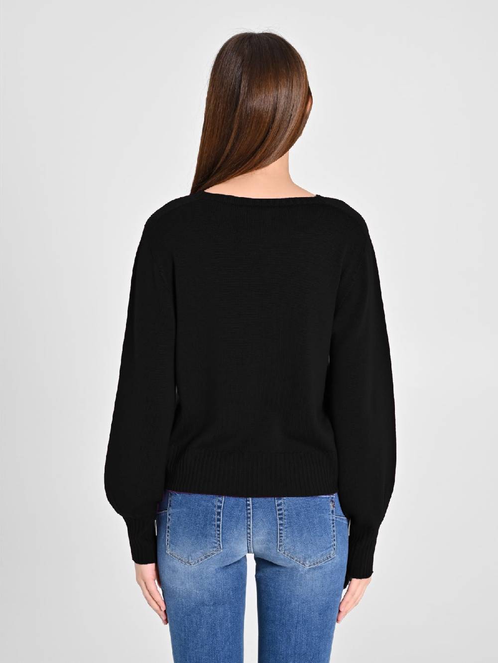 Rinascimento Maglioncino Lana Merino Extrafine Nero Promozione