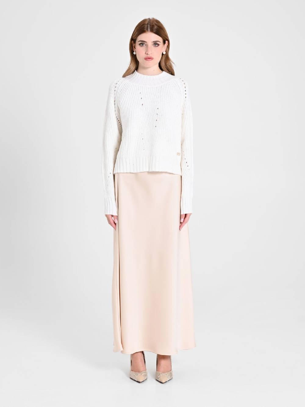 Rinascimento Maglia Bianca treccia Paillettes Promozione Limitata