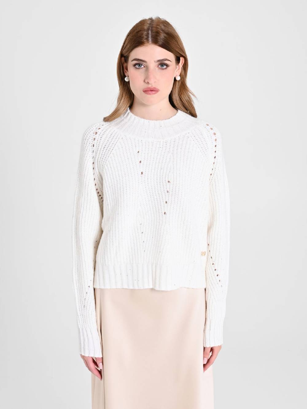 Rinascimento Maglia Bianca treccia Paillettes Promozione Limitata