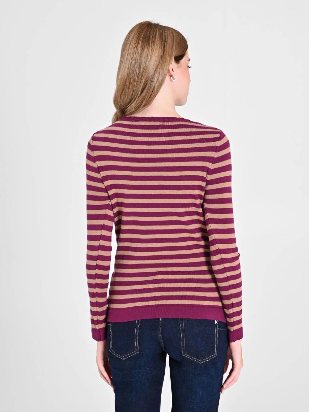 Rinascimento Maglioncino a Righe Beige & Bordeaux Offerta