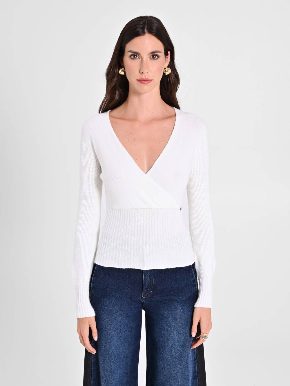 Rinascimento Maglioncino Bianco con Incrocio Outlet