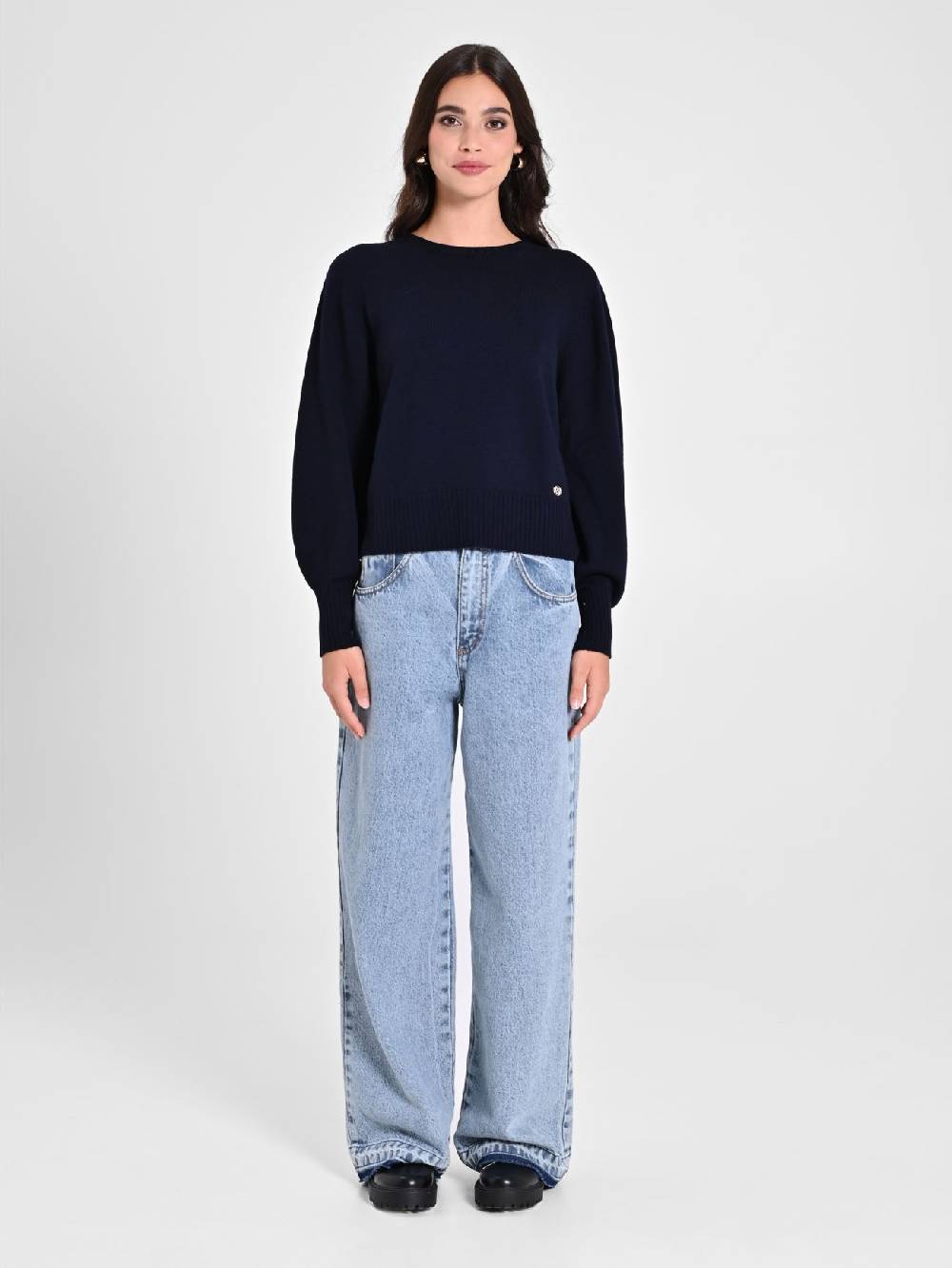 Rinascimento Maglioncino Lana Merino Extrafine Blu Donna Hotsell