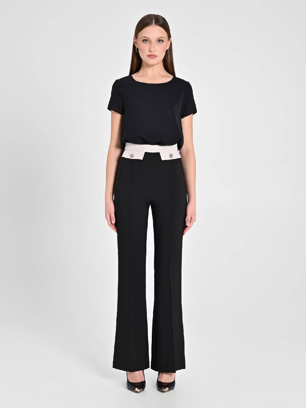 Rinascimento Pantalone Bicolor Nero & Beige Negozio