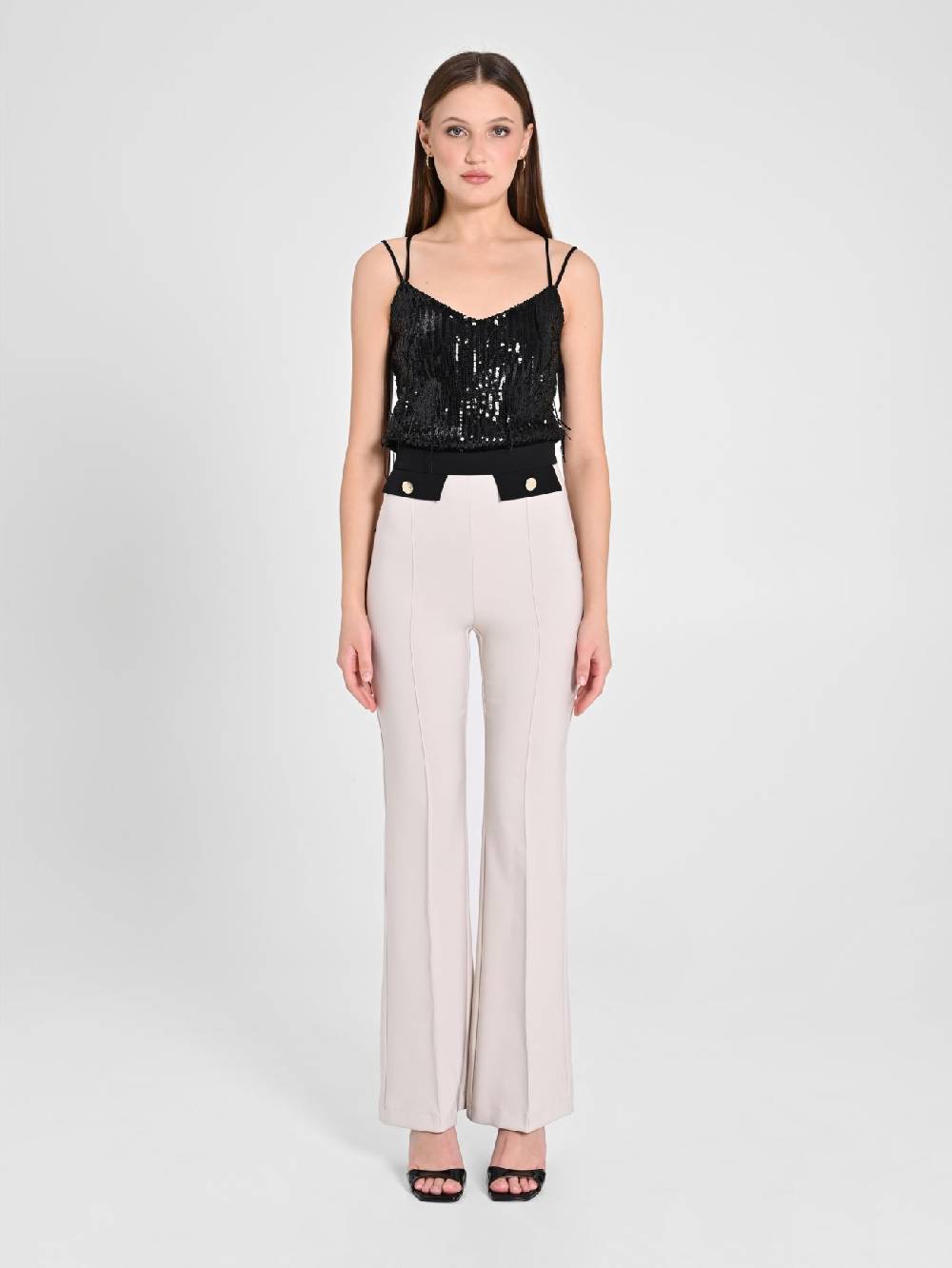 Rinascimento Pantalone Bicolor Beige & Nero In Saldo