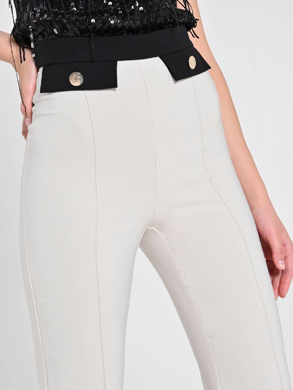 Rinascimento Pantalone Bicolor Beige & Nero In Saldo