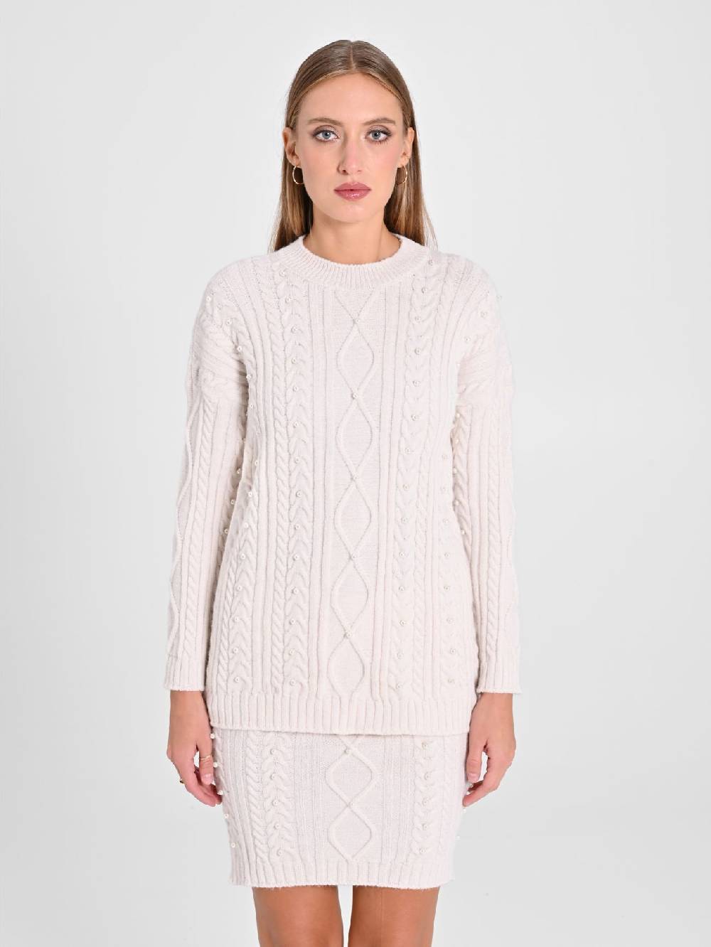 Rinascimento Maglione Bianco con Perle Prezzo di fabbrica