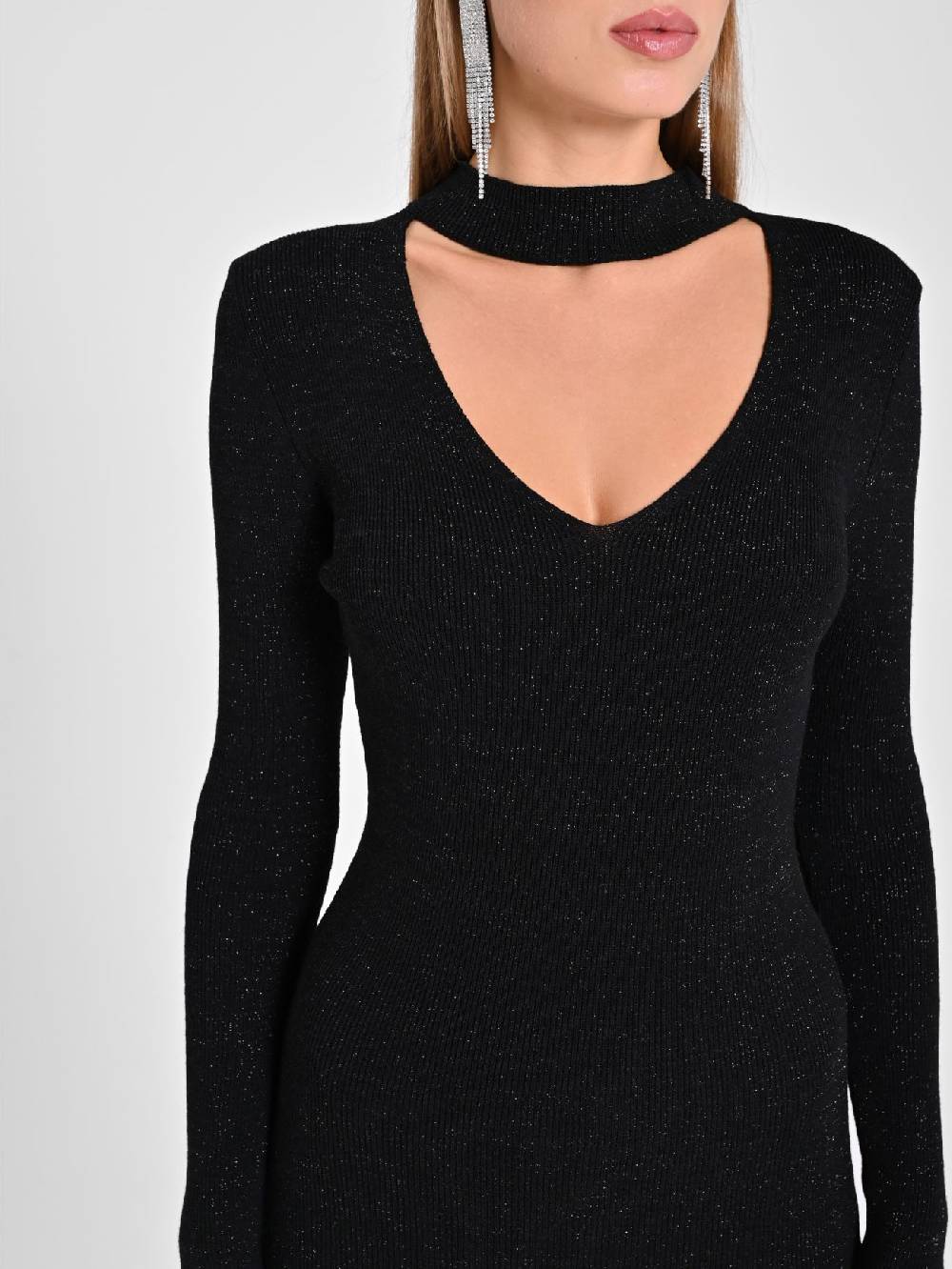 Rinascimento Abito Nero Lurex in Maglia Flash Sale