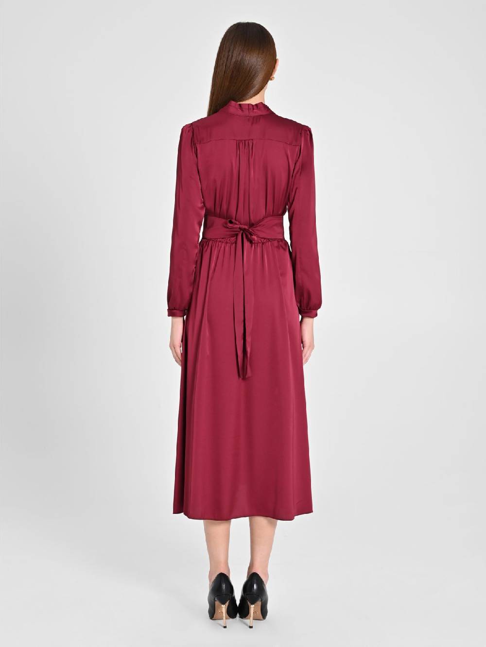 Rinascimento Abito Lungo in Raso Bordeaux Cyber Monday