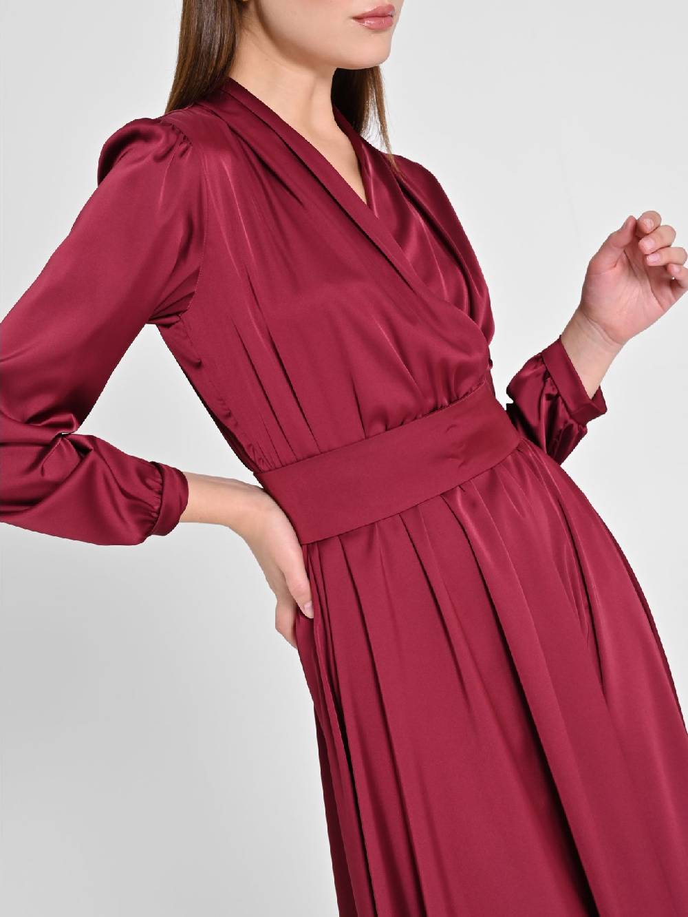 Rinascimento Abito Lungo in Raso Bordeaux Cyber Monday
